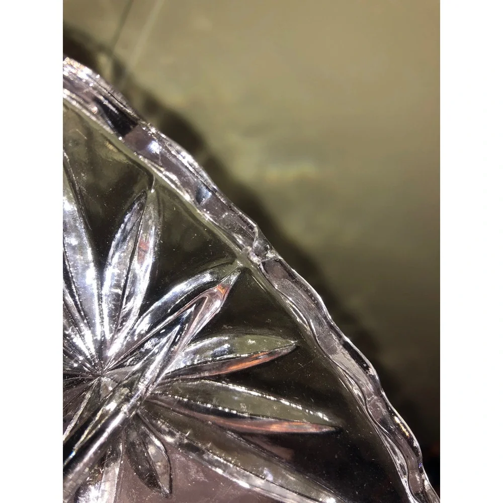 Vtg Anchor Hocking Star of David 3 Section Relish Dish Serving Tray Clear